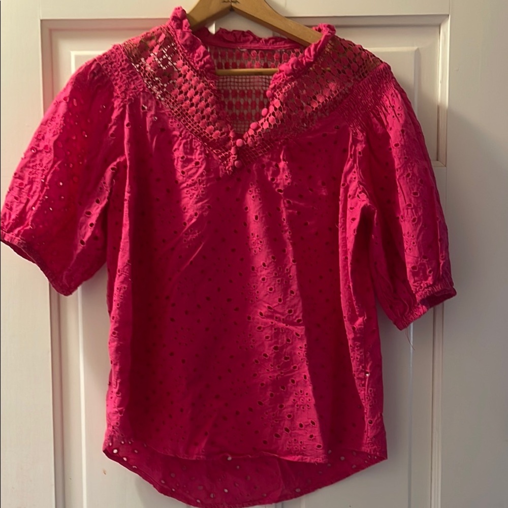 Women's Pink Eyelet Top